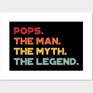 Pops The Man The Myth The Legend Sunset Funny Father's Day Posters and Art